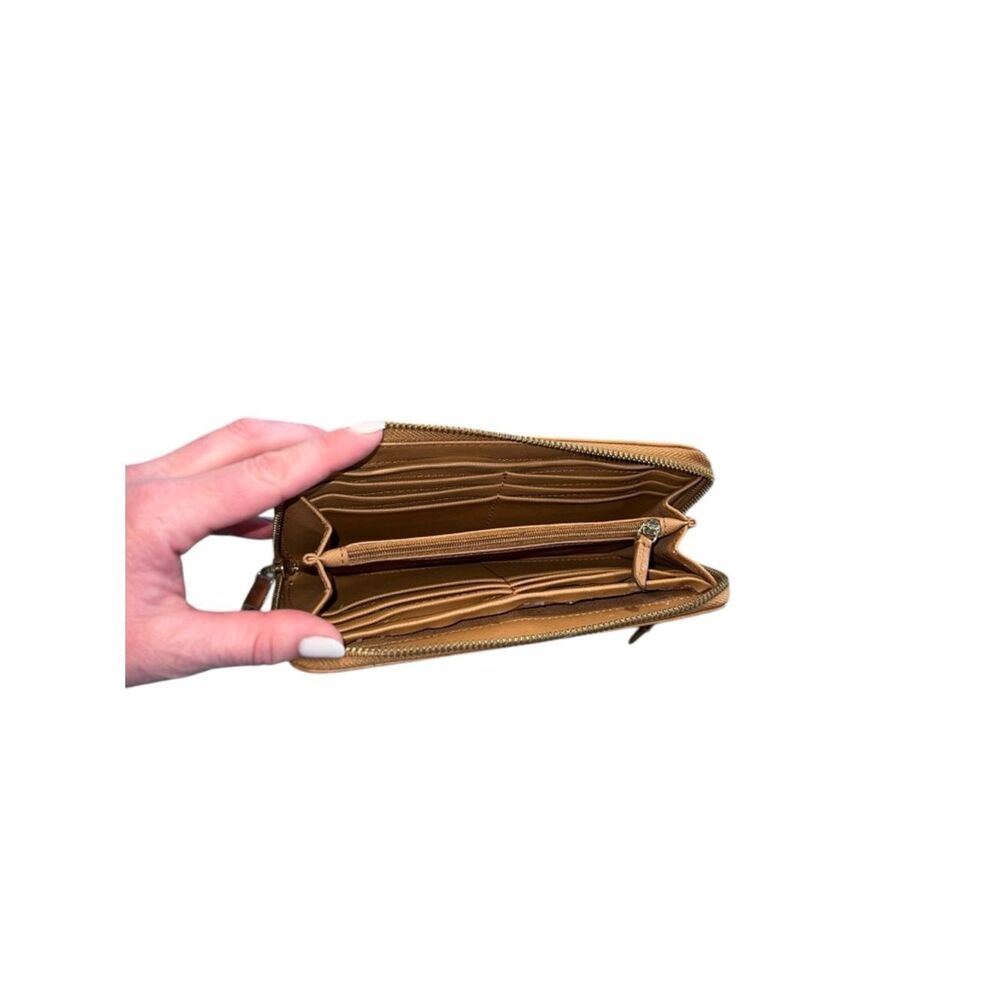 Fossil Women Brown Leather Clutch Wallet Trifold Vintage Zip Around Card Holder - Picture 9 of 11